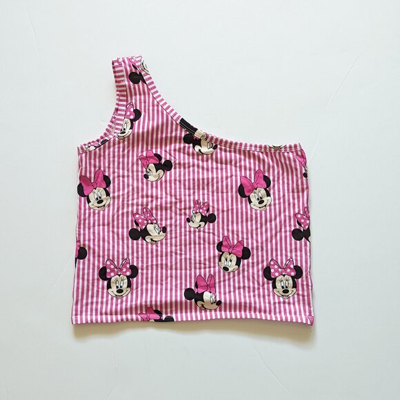 Wild RIch Kids Pink Stripes Minnie One Strap Crop NWOT  womens size LARGE - Picture 1 of 4